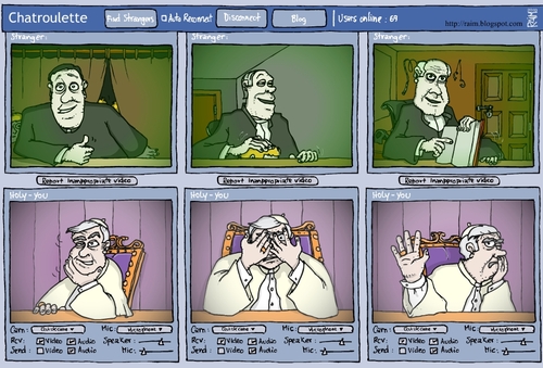 Cartoon: Chatroulette (medium) by raim tagged chatroulette,raim,pope,clerical,caroon