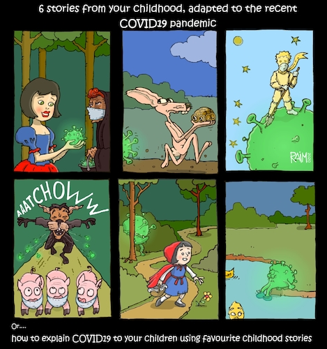 Cartoon: Enchanted Stories (medium) by raim tagged stayathome,covid19,pandemic