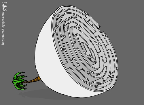 Cartoon: labyrinth island (medium) by raim tagged labyrinth,island,raim,cartoon