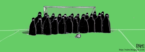 Cartoon: muslim womans (medium) by raim tagged radical,muslim,womans,football,raim,cartoon