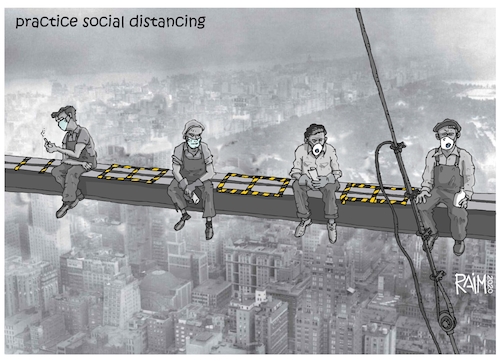 Cartoon: social distancing (medium) by raim tagged covid19,social,distancing,pandemic