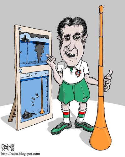 Cartoon: Vuvuzela vs BP (medium) by raim tagged vuvuzela,bp
