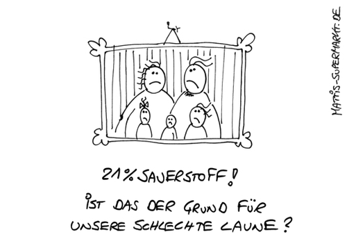 Cartoon: 16 Prozent Sauerstoff (medium) by Matti tagged supermarkt,mattis,matti,bilderrahmen,bild,lachen,mundwinkel,sauerstoff,luft,ozon,grimmig,laune,schlechte,deutsche,deutschland,familie