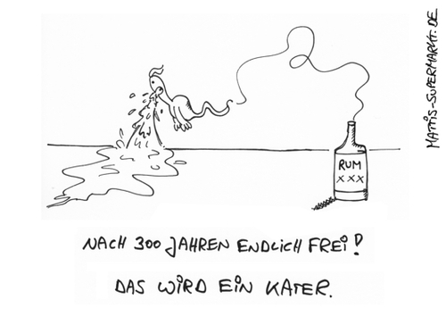 Cartoon: Flaschengeist (medium) by Matti tagged wunderlampe,geist,flaschengeist,befreit,rum,schnapps,kotzen,erbrechen,übergeben,aladdin,kater,kopfschmerzen,matti,mattis,supermarkt