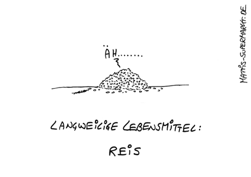 Cartoon: Langweiliger Reis (medium) by Matti tagged reis,lebensmittel,worte,gespräch,öde,langeweile,äh,sprachlos,ernährung,china,sack,fade,matti,mattis,supermart,hunger,essen,schüssel