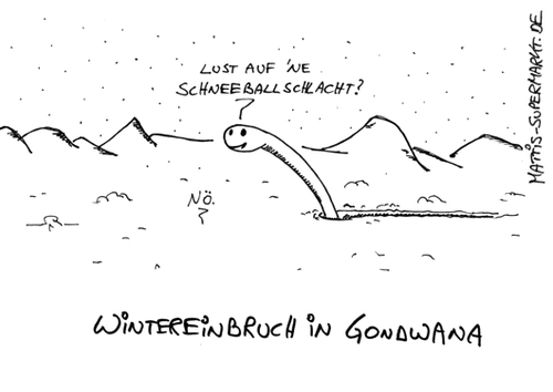 Cartoon: Weihnachten in Gondwana (medium) by Matti tagged weihnachten,schnee,schneeballschlacht,dinosaurier,spiel,winter,matti,mattis,supermarkt,brachiosaurus