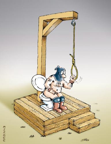 Cartoon: Executioner (medium) by Ali Miraee tagged flush,wc,siphon,executioner,ali,miraee,mirayi,miraei,iran,