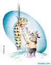 Cartoon: Executioner (small) by Ali Miraee tagged death,letter,water,ali,miraee,miraie,mirayi,iran,cartoon,1995