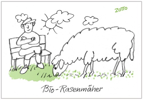 Cartoon: Bio-Lawn Mowner (medium) by Zotto tagged umweltfreundlich,effektiv,schadstoffarm