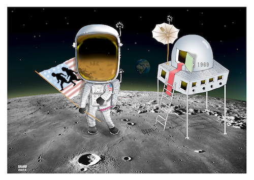 Cartoon: 50 Years on. the Moon ! (medium) by Shahid Atiq tagged moon
