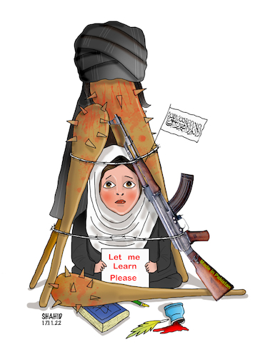 Cartoon: AFG is a prison for women! (medium) by Shahid Atiq tagged afghanistan