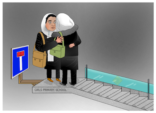 Cartoon: Afghan girls not allowed to edu. (medium) by Shahid Atiq tagged afghanistan