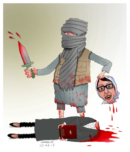 Cartoon: Afghans want Peace and security! (medium) by Shahid Atiq tagged afghanistan,balkh,helmand,kabul,london,nangarhar,attack