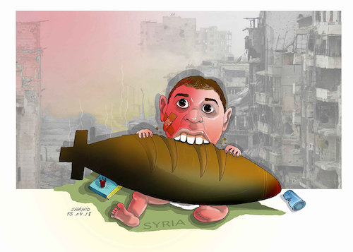 Cartoon: Bread Instead of Rocket ! (medium) by Shahid Atiq tagged syria,war