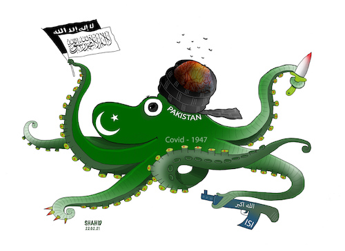 Cartoon: COVID-1947 ! (medium) by Shahid Atiq tagged afghanistan