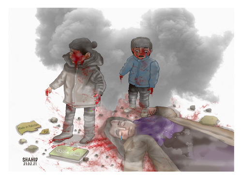 Cartoon: Daily  terror attack in Kabul ! (medium) by Shahid Atiq tagged afghanistan