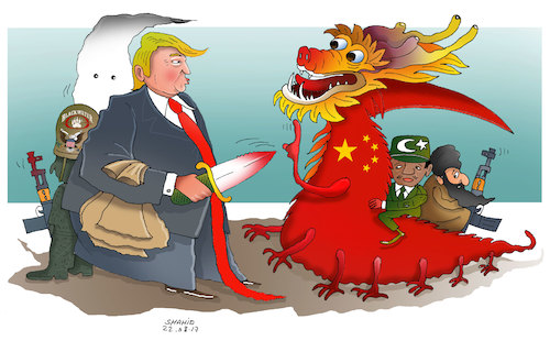 Cartoon: Defending Pakistan is the defens (medium) by Shahid Atiq tagged afghanistan,balkh,helmand,kabul,london,nangarhar,and,ghor,attack