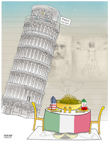 Cartoon: Do they really want peace? (medium) by Shahid Atiq tagged iran