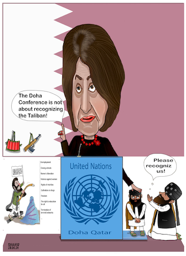 Cartoon: Doha 3 Conference ! (medium) by Shahid Atiq tagged afghanistan