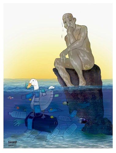 Cartoon: Environment and global warming ! (medium) by Shahid Atiq tagged world