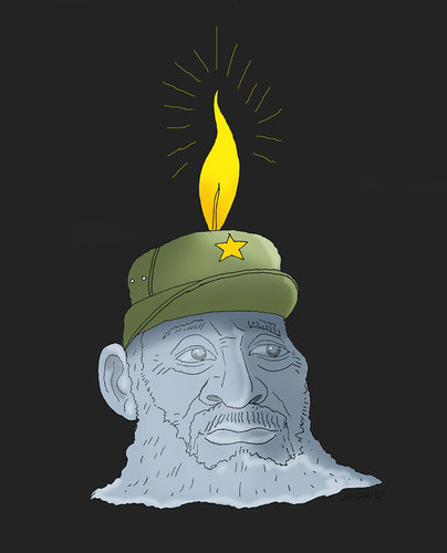 Cartoon: Fidel Castro (medium) by Shahid Atiq tagged shahid,safi,afghanistan,trump,cuba,castro,rayian,ieba,bahar