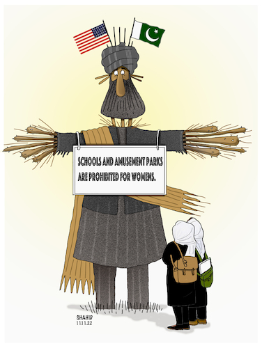 Cartoon: Girls school in Afghanistan! (medium) by Shahid Atiq tagged afghanistan