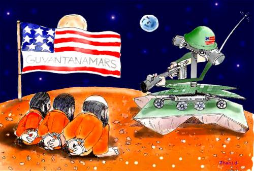 Cartoon: Guantanamars (medium) by Shahid Atiq tagged guantanamo,usa,afghanistan