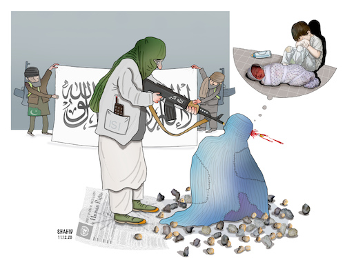 Cartoon: Human Rights in Afghanistan ! (medium) by Shahid Atiq tagged afghanistan