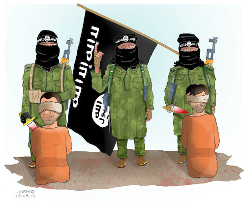 Cartoon: In Afghanistan ISIS killed 2 Afg (medium) by Shahid Atiq tagged afghanistan,balkh,helmand,kabul,london,nangarhar,and,ghor,attack