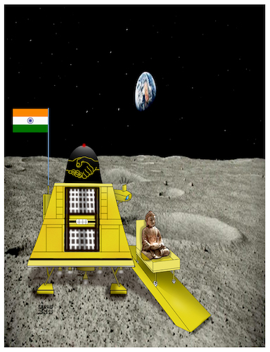 Cartoon: India on Moon! (medium) by Shahid Atiq tagged india