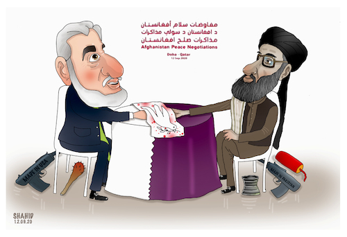 Cartoon: Intra-Afghan Peace Negotiation! (medium) by Shahid Atiq tagged afganistan