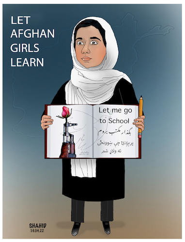 Cartoon: Let me Learn in Uni! (medium) by Shahid Atiq tagged afghanistan