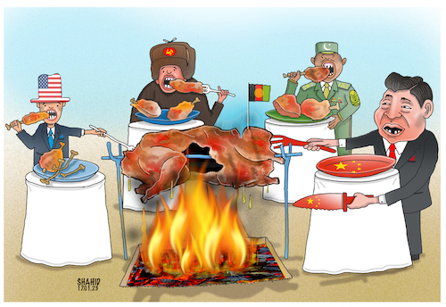 Cartoon: Looting Afghanistan ! (medium) by Shahid Atiq tagged afghanistan