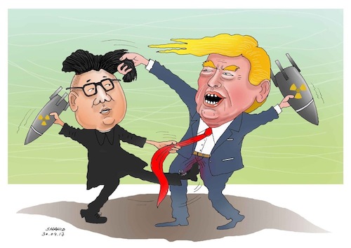 Cartoon: Love-Hate Relationship?? (medium) by Shahid Atiq tagged north,korea