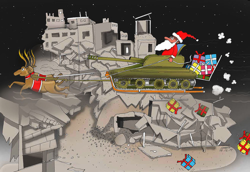 Cartoon: Merry Christmas Syria (medium) by Shahid Atiq tagged afghanistan,kabul,isis,terrorism,taliban,turkey