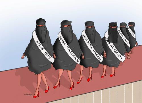 Cartoon: Miss Globe (medium) by Shahid Atiq tagged afghanistan,kabul,terrorism,taliban