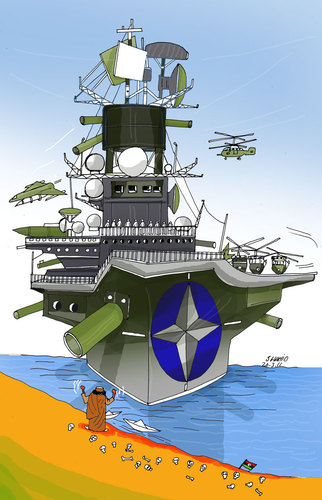 Cartoon: NATO -LIBYA (medium) by Shahid Atiq tagged freedom