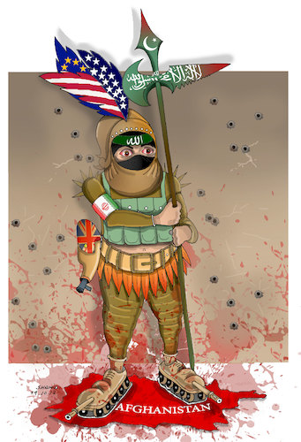Cartoon: NATO and alliance bring PEACE !! (medium) by Shahid Atiq tagged afghanistan,balkh,helmand,kabul,ghor,nangarhar,attack