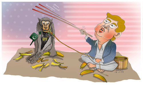 Cartoon: No more Pakistani monkey busines (medium) by Shahid Atiq tagged afghanistan,balkh,helmand,kabul,london,nangarhar,and,ghor,attack