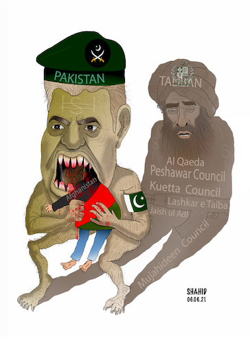 Cartoon: Pakistans f. policy ! (medium) by Shahid Atiq tagged afghanistan