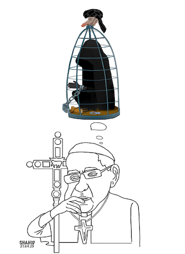 Cartoon: Pope Francis ! (medium) by Shahid Atiq tagged afghanistan