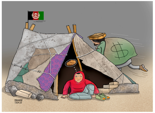 Cartoon: Poverty and plunder... (medium) by Shahid Atiq tagged afghanistan