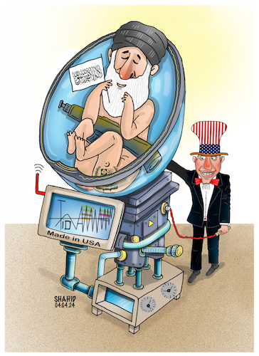 Cartoon: production of terrorism! (medium) by Shahid Atiq tagged afghanistan