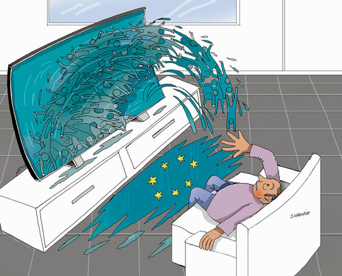 Cartoon: Refugee tsunami2 (medium) by Shahid Atiq tagged 0213