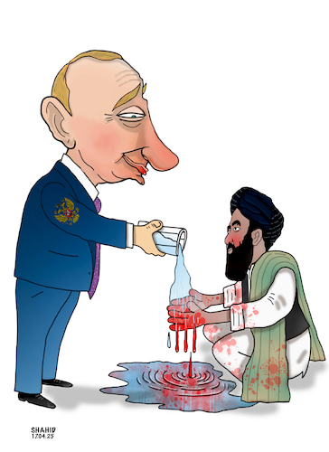 Cartoon: Russia removes Taliban ... (medium) by Shahid Atiq tagged afghanistan