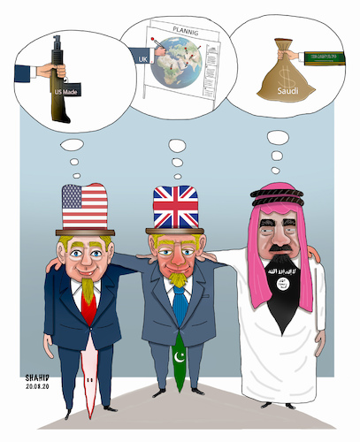 Cartoon: Satanic triangle ! (medium) by Shahid Atiq tagged terrorism
