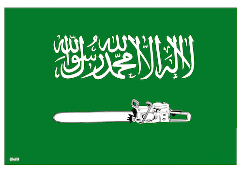 Cartoon: Saudi new flag ! (medium) by Shahid Atiq tagged saudi