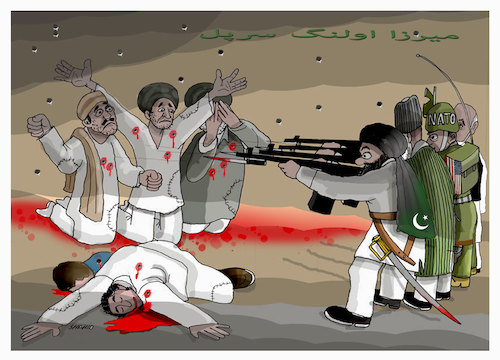 Cartoon: STOP GENOCIDE IN AFGHANISTAN ! (medium) by Shahid Atiq tagged afghanistan,balkh,helmand,kabul,london,nangarhar,attack