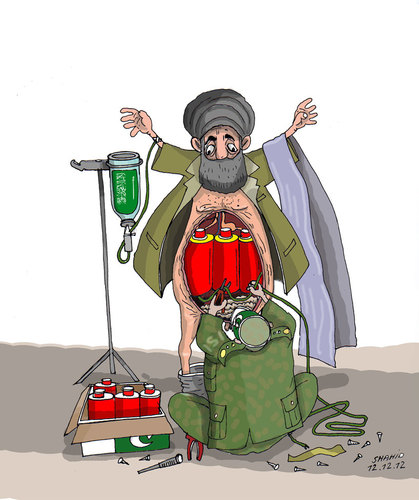 Cartoon: taliban and ISI (medium) by Shahid Atiq tagged 0159