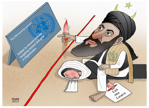 Cartoon: Taliban and UN ! (medium) by Shahid Atiq tagged afghanistan